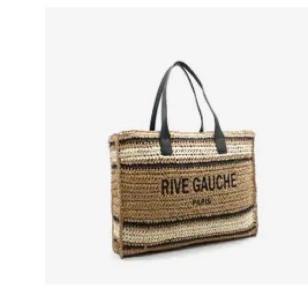 Tan‎ and Black Woven Tote Bag